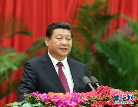  2014年9月30日晚，国务院在北京人民大会堂举行国庆65周年招待会，热烈庆祝中华人民共和国成立65周年。中共中央总书记、国家主席、中央军委主席习近平代表党中央、国务院发表重要讲话。新华社记者 庞兴雷 摄