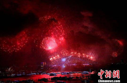 悉尼跨年庆典烟火炫丽绽放。 赖海隆 摄